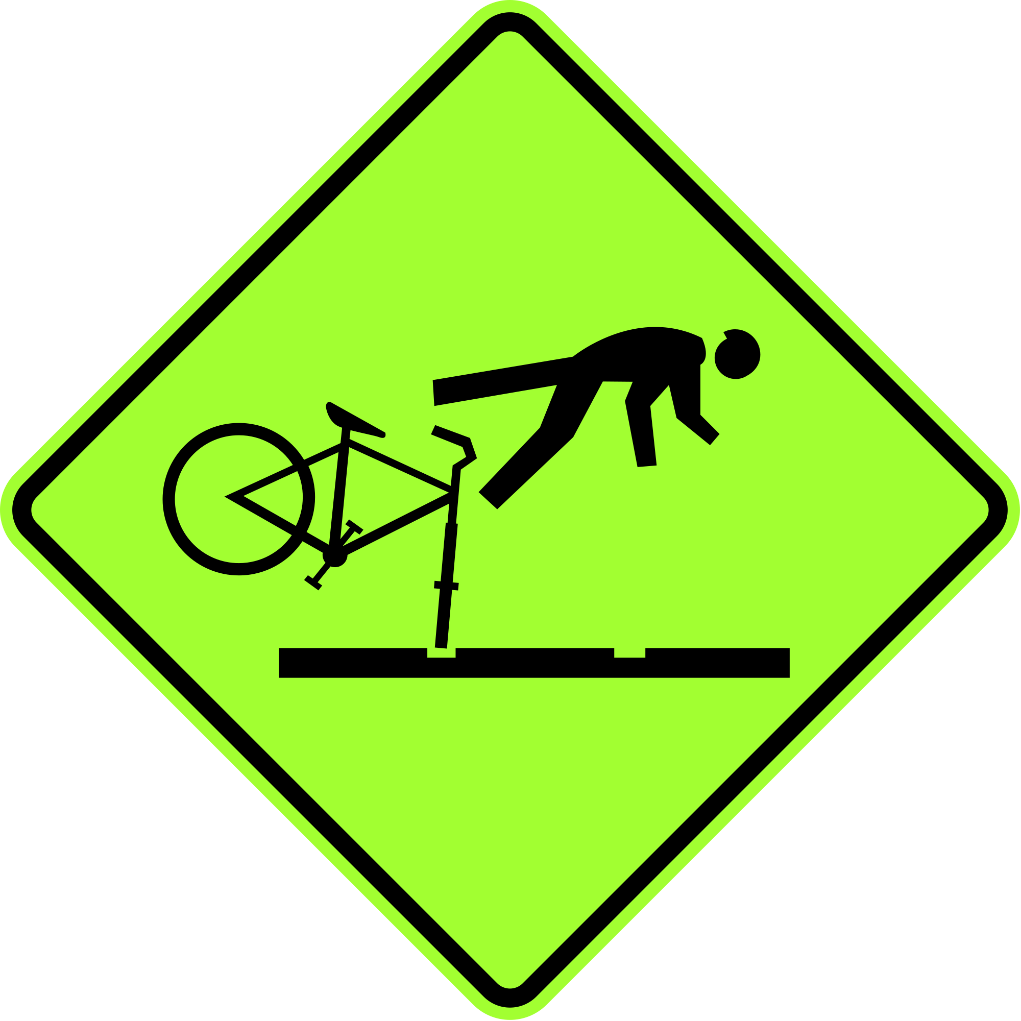 Open - Fluorescent Yellow Green Traffic Sign (2000x2000)
