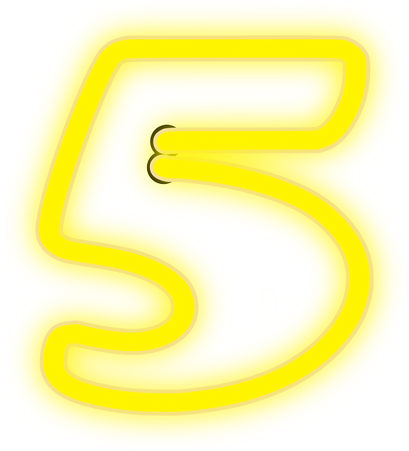 Electric Neon, 5, Lights, Number, Yellow, Electric - Numero 5 Neon (581x640)