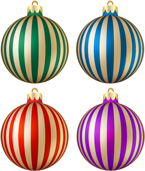 Christmas Striped Balls Transparent Png Image - Transparency (515x600)