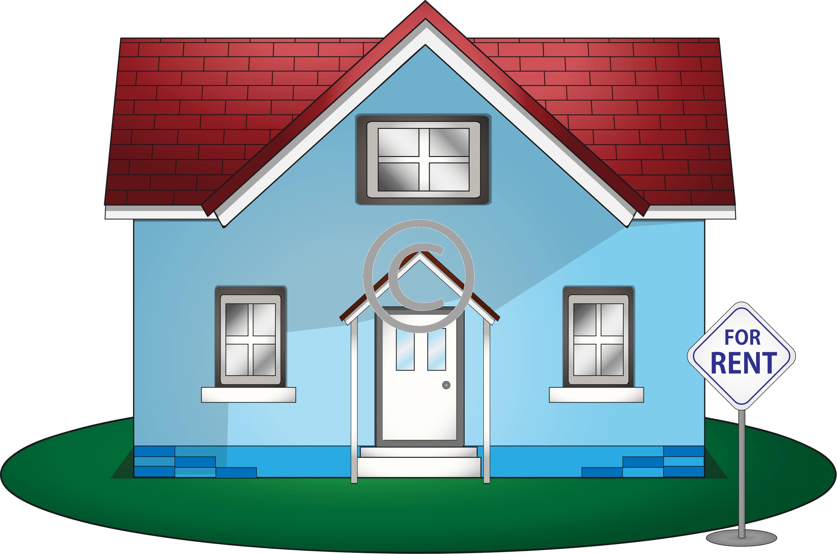 House With For Rent Sign - House (2850x1888)