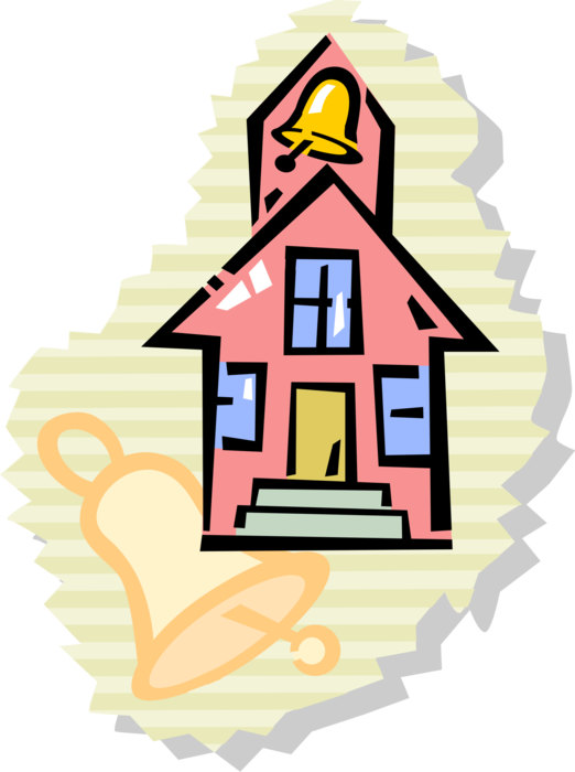 Vector Illustration Of Traditional Schoolhouse School - Vector Illustration Of Traditional Schoolhouse School (522x700)