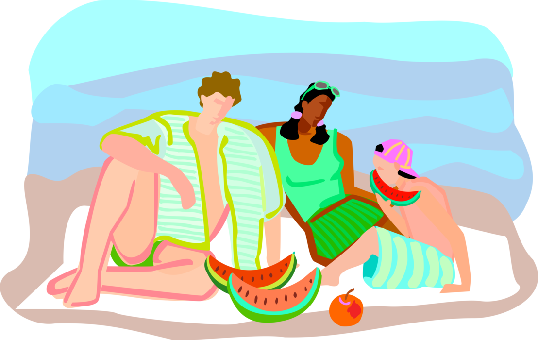 Vector Illustration Of Summer Vacation Day At The Beach - Illustration (1108x700)