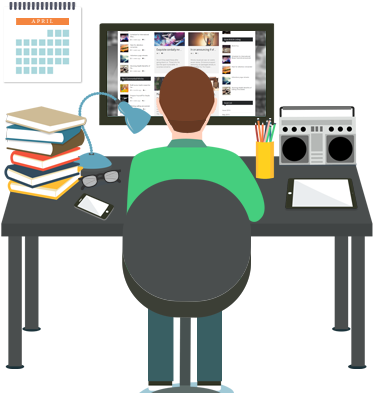 Premium Wordpress Magazine Theme - Homem Trabalhando Computador Png (443x400)