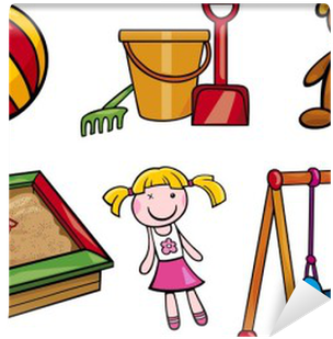 Toys Objects Cartoon Illustration Set Wall Mural • - Cartoon Swing Set (400x400)