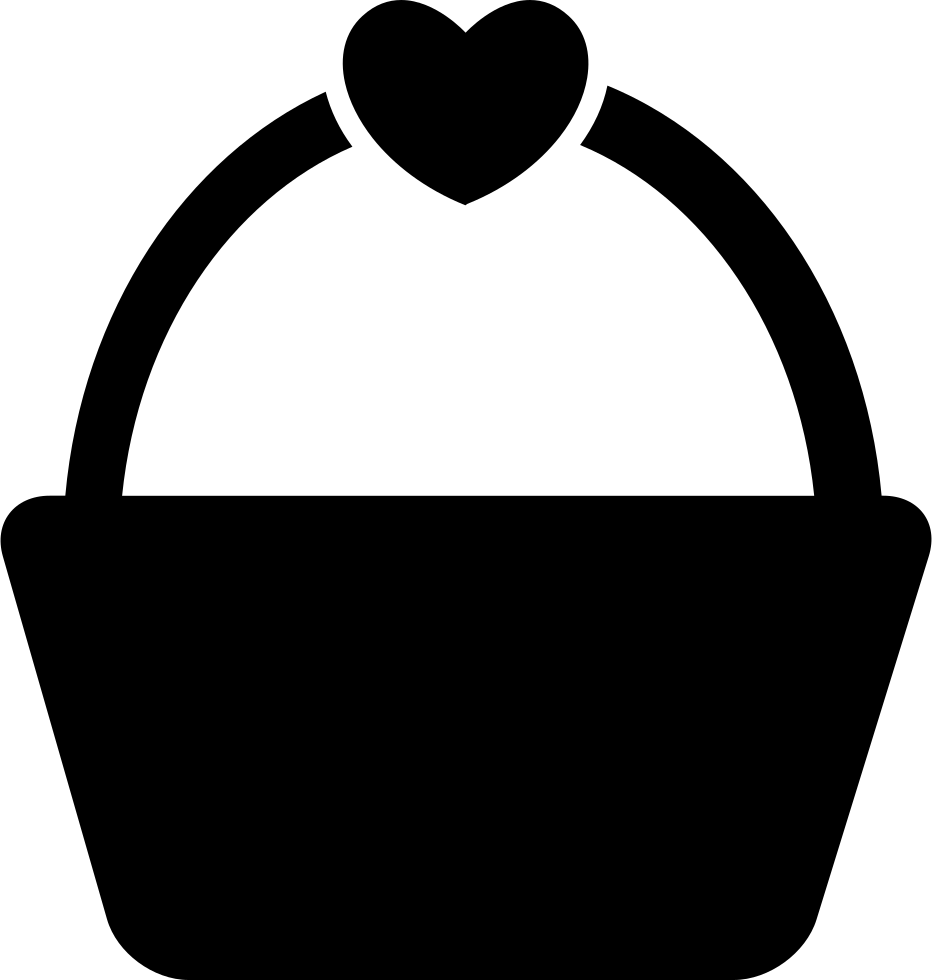 Shopping Or Picnic Basket With A Heart Shape Comments - Silhouette Of A Basket (932x980)