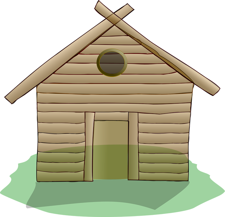 Buildings, Building, House, Home, Wooden, Silhouette - Three Little Pigs Wood House (746x720)