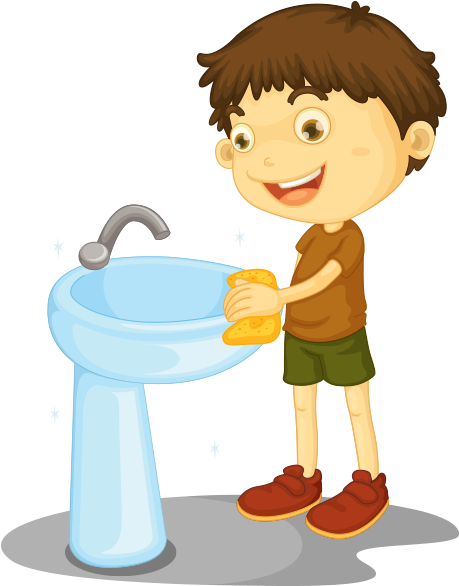 Cleaning Bathroom Toilet Child Clip Art - Cleaning Bathroom Toilet Child Clip Art (522x600)