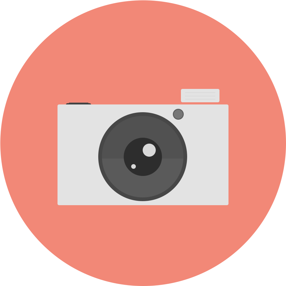 Flat Designed Circle Icon - 3d Photo Camera Vector (1000x1000)