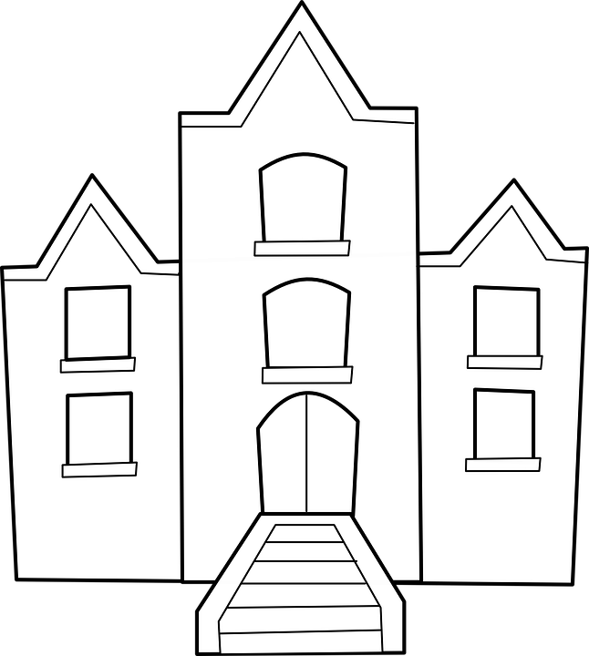 School Outline 1, Buy Clip Art - School Building Clip Art (646x720)