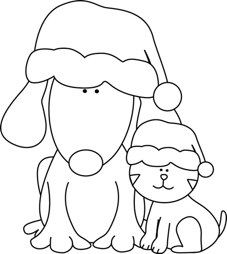 Dog Black And White Black And White Christmas Dog Cat - Dog Christmas Clipart Black And White (448x500)