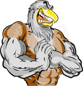 Eagle Clipart Muscle - Cartoon Eagle With Muscles (347x361)