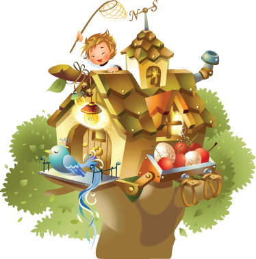 Wall Color - 卡通 房子 (374x378)