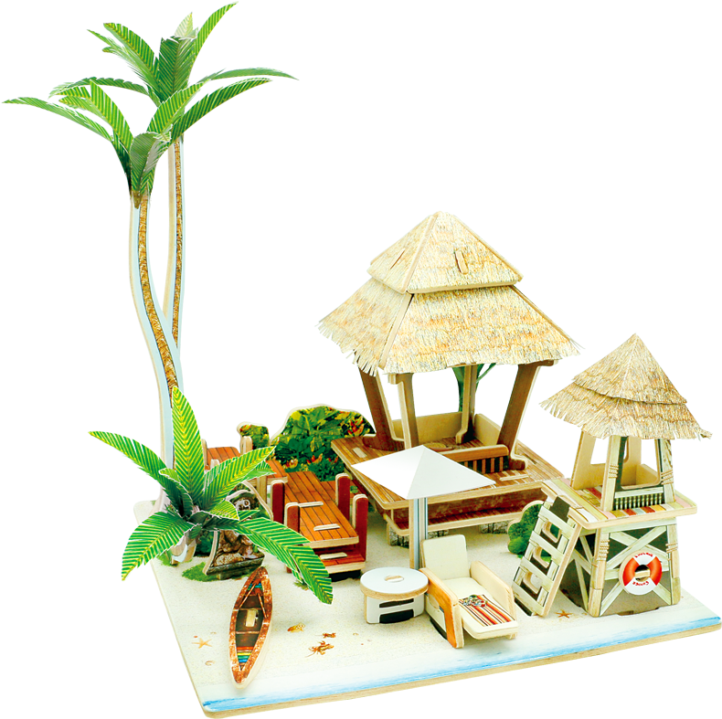 Multi Type 3d Building Jigsaw Puzzle Toy Wooden House - 3d Puzzle Toy Diy (800x800)