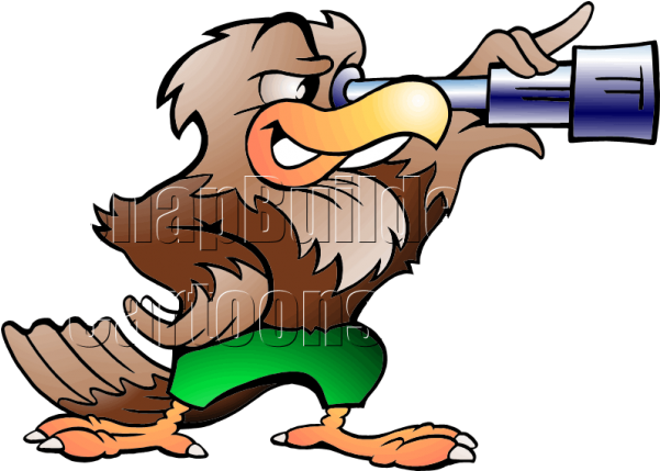 Cartoon Eagles With A Telescope (600x600)