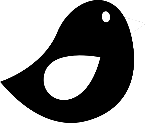 White & Black Birdie Clip Art - White (600x505)
