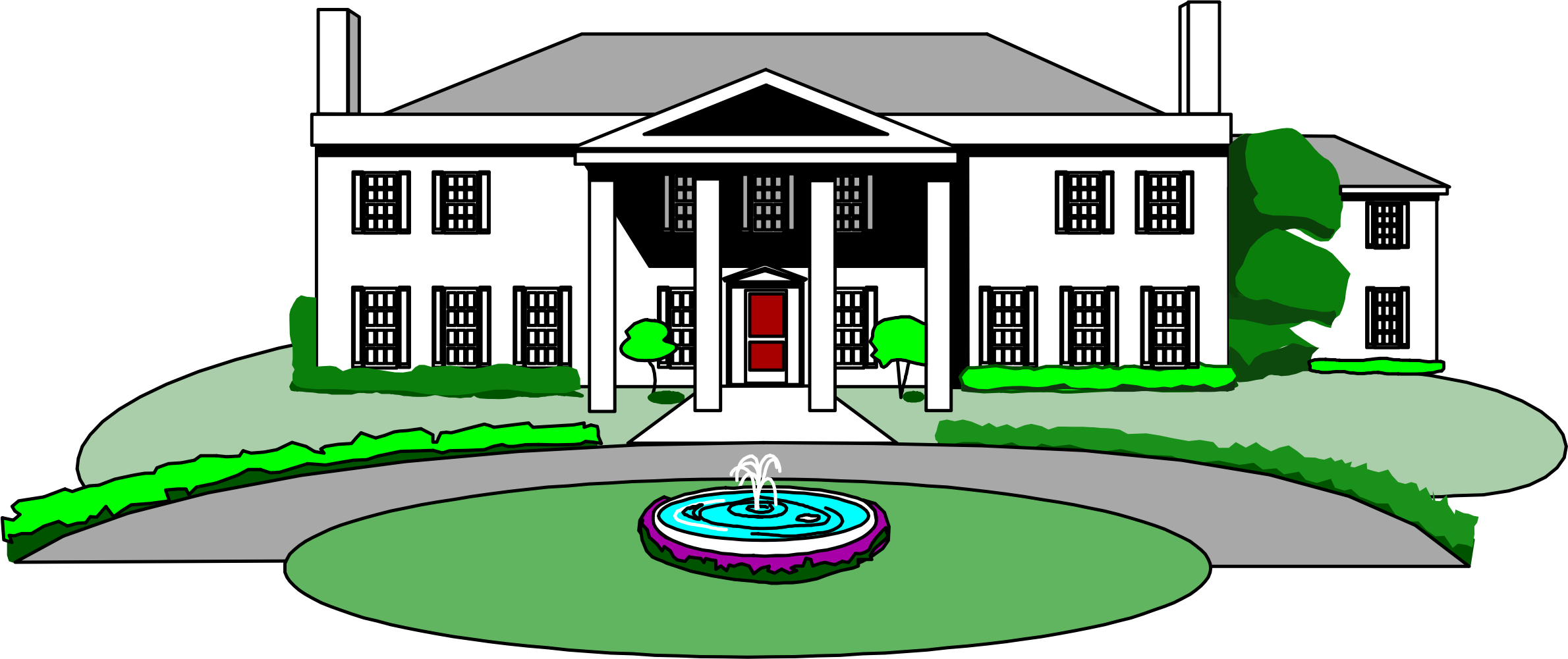 Modern Mansion Clipart - Mansion Png (2380x1001)