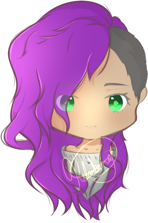 More Hair Chibi Sketches - Chibi Girl With Purple Hair (607x740)