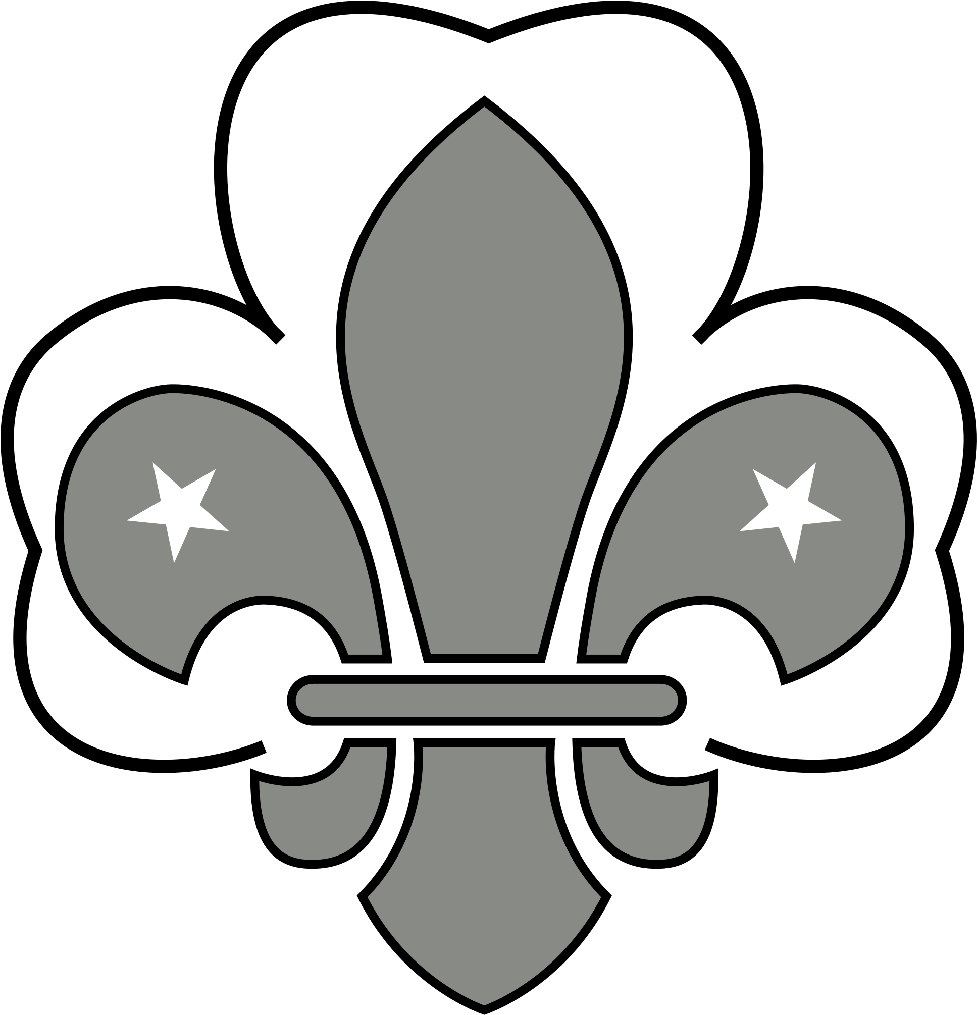Filewikiproject Scouting Fleur De Lis Greyscale - Girl Scout Fleur De Lis (2000x2167)