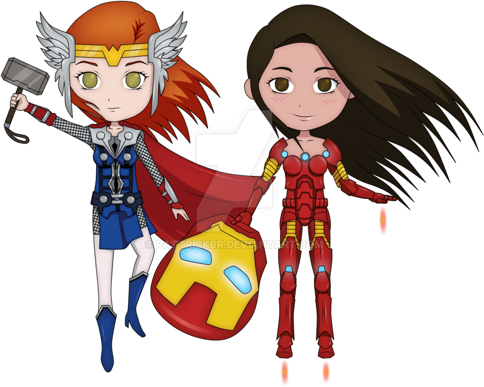 Thor Girl And Iron Woman By Pattrickbr - Cartoon (1024x896)