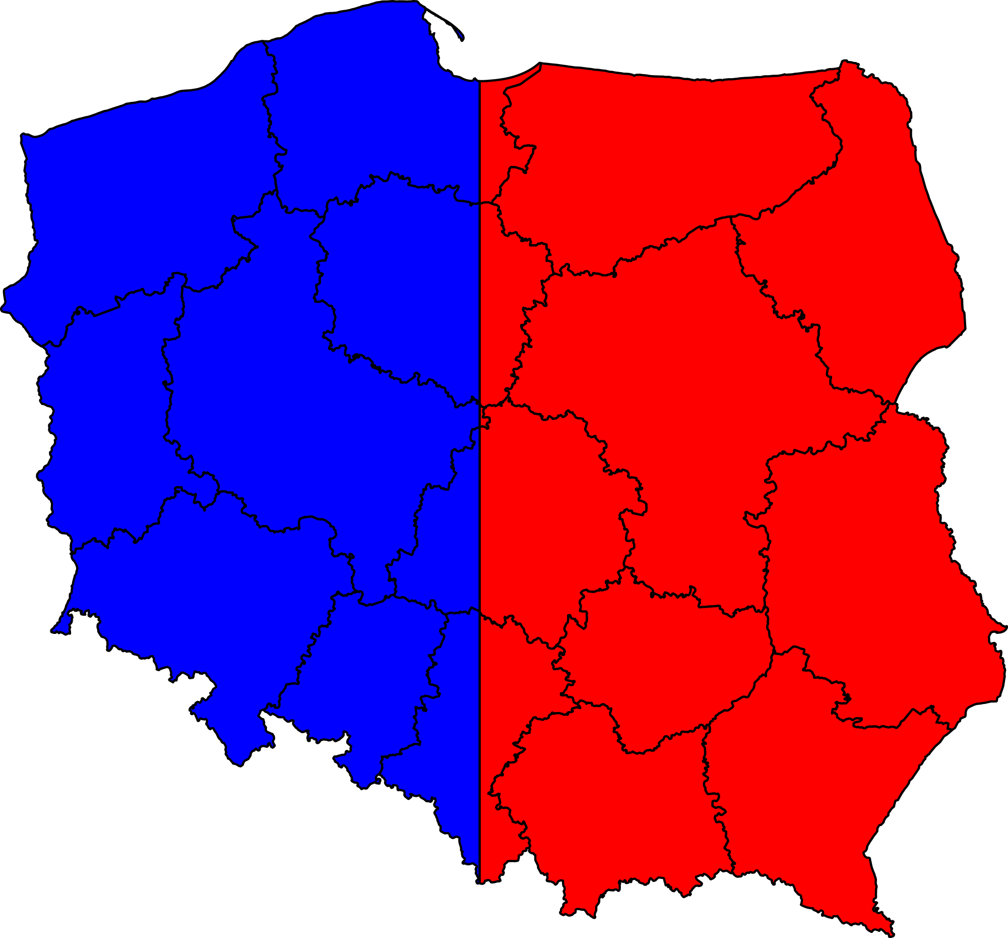 Poland A Divided Country - Poland Vector Map (2000x1860)
