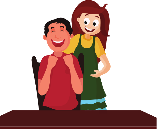 Flat Illustration Of Girl And Boy - Greeting Card (550x451)