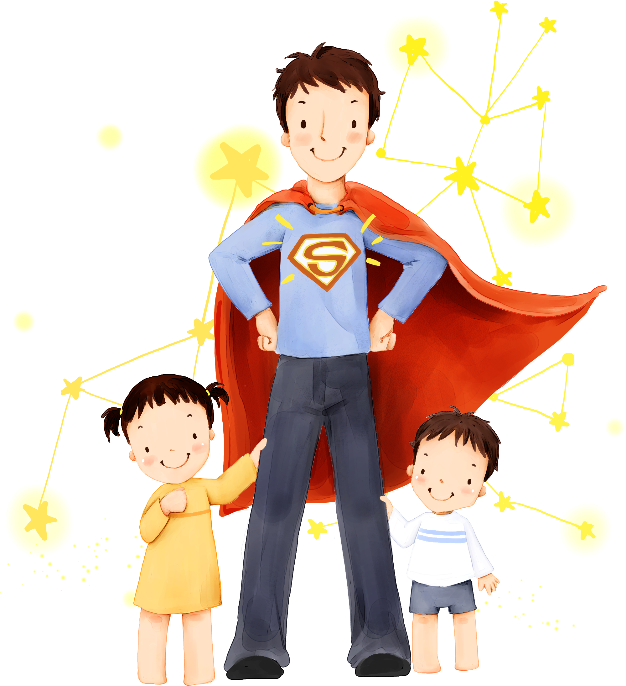 Clark Kent Father Son Daughter Illustration - Father And Son Cartoon (2034x2292)