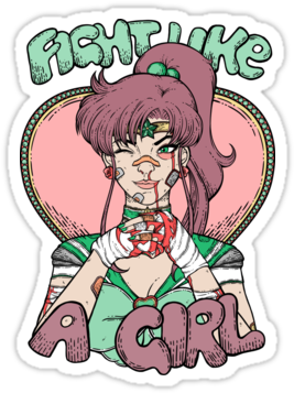 "sailor Moon- Fight Like A Girl " Stickers By Seignemartin - Fight Like A Girl Sailor Moon (375x360)