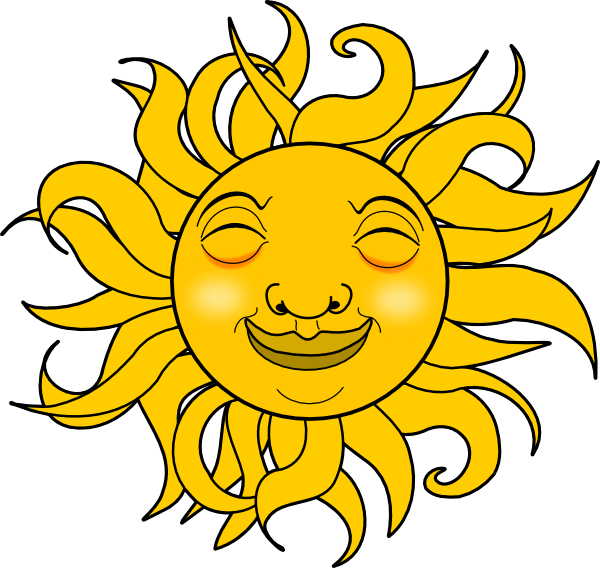 Smiling Sun Clipart Black And White Free Clipart - Smiling Sun Animation (600x568)