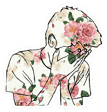 Boy Siluet Tumblr Stickers Sticker - Vintage Floral Background Png (440x400)