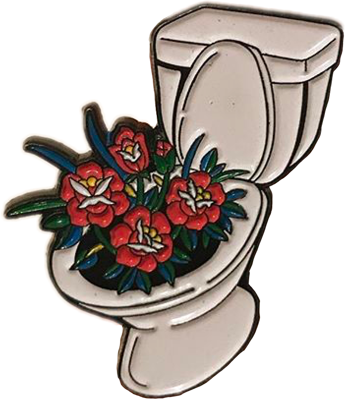 Toilet Flowers Pin Art Grunge Tumblr Icon Trash Sticker - Poinsettia (702x812)