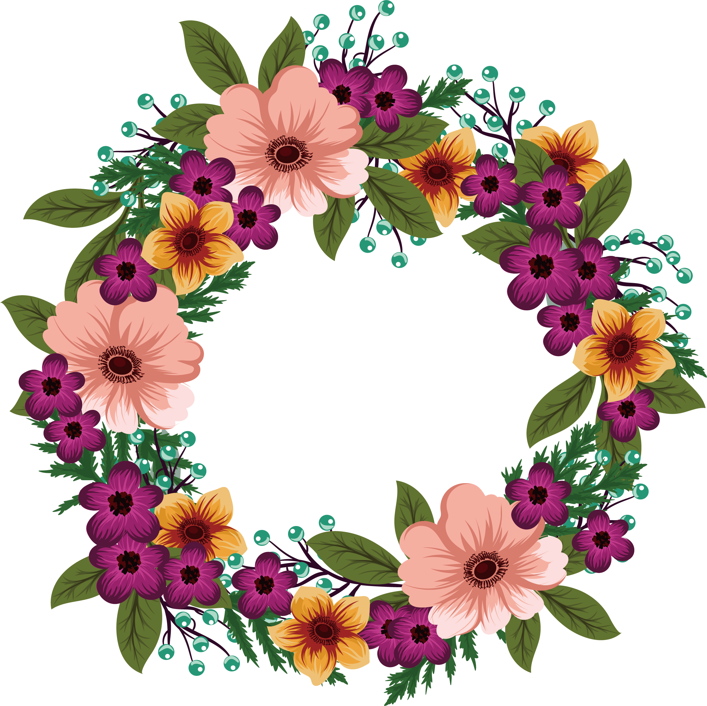 Wedding Invitation Flower Wreath - Flower Wreath Transparent Png (2393x2389)