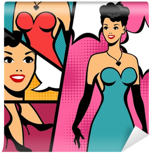 Illustration Of Retro Girl In Pop Art Style - Armário Horizontal Com 2 Portas Estampa Quadrinhos (400x400)