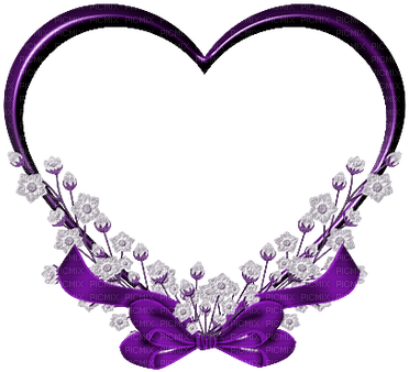 Frame Heart Purple Flower - Love Heart Frame Png (400x366)