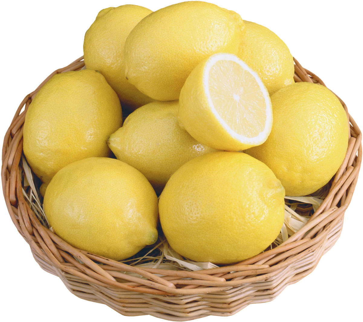 Lemons In Wicker Bowl Png Clipart - Basket Of Lemons Clipart (1232x1094)