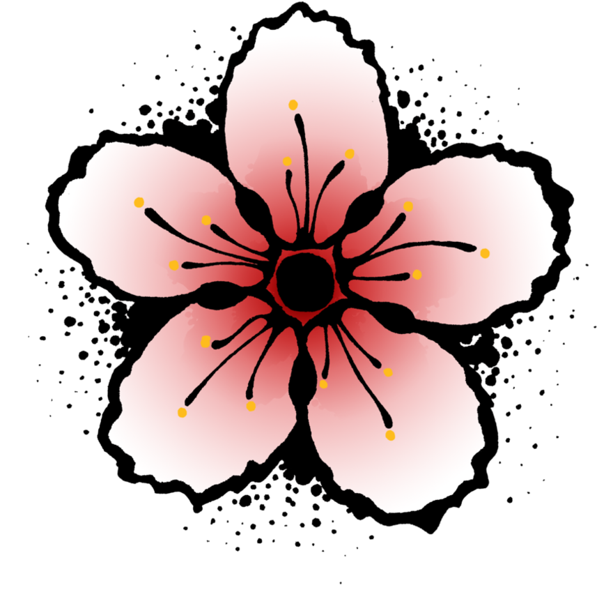 Cherry Blossom Tattoo Color Take 2 By Sarahughey-art - Pink Sakura Shower Curtain (888x899)