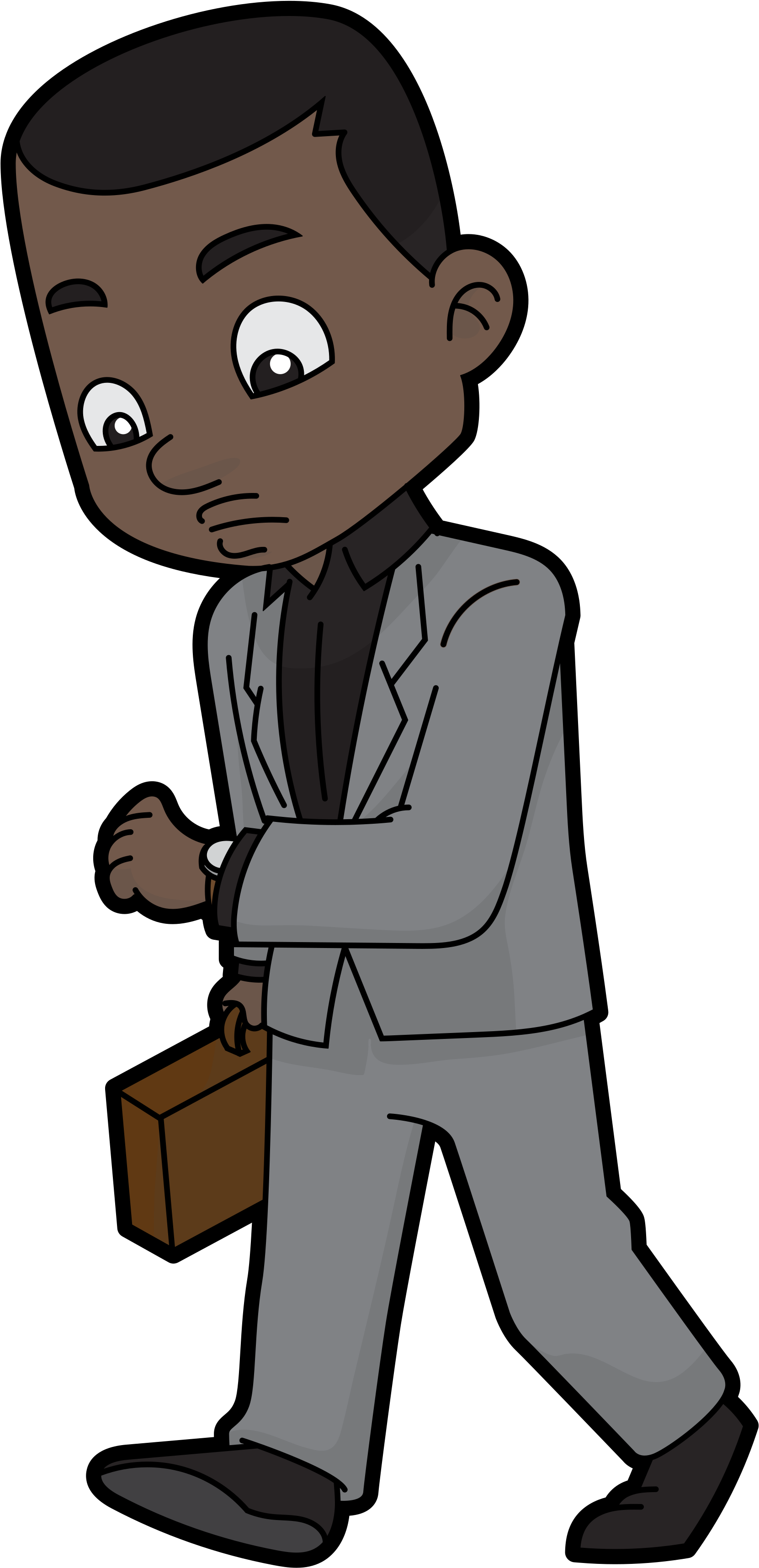 Open - Black Businessman Cartoon (2000x3868)