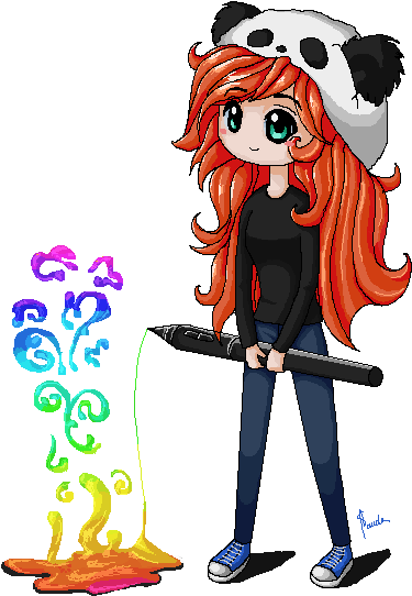 Pixel Panda Girl By Socially4wkwardpanda - Pixel (453x589)