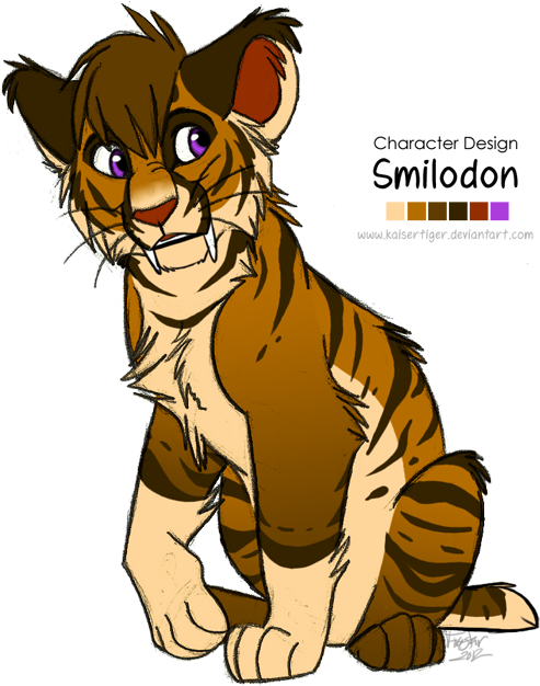Cute Baby Tiger Clipart Character Desig - Anime Smilodon Cub (506x625)