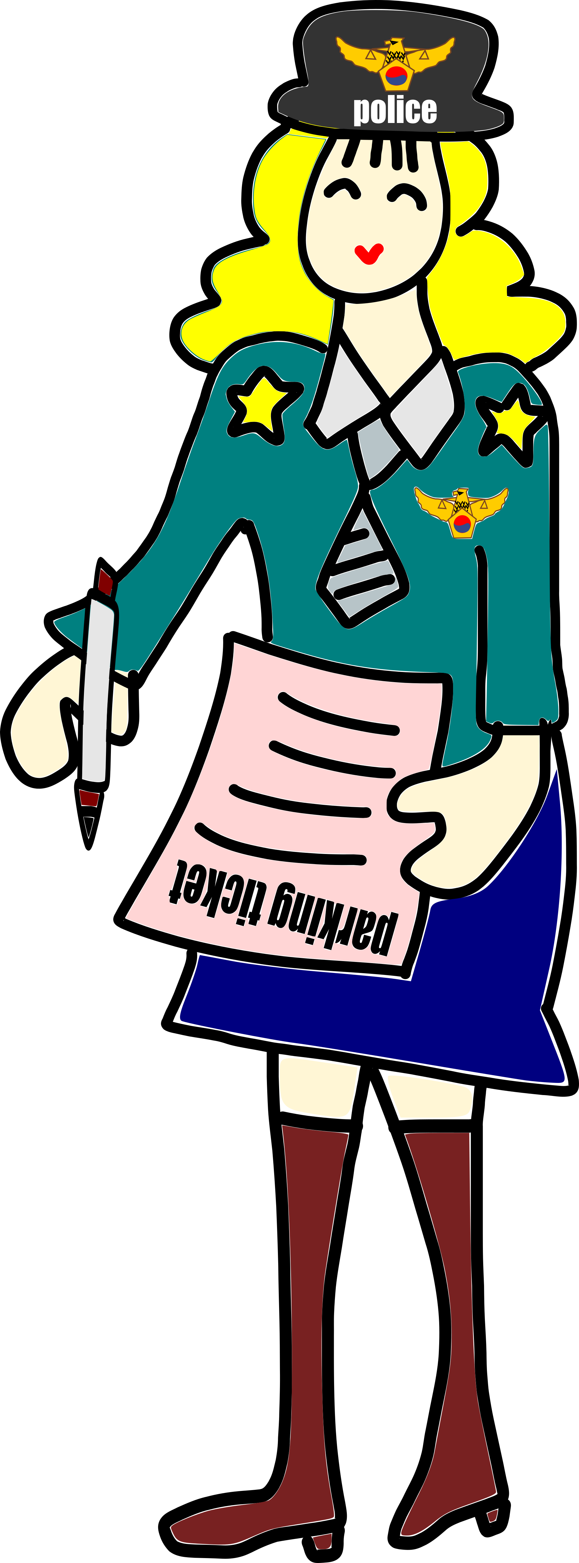 Police Woman Parking Ticket Clipart - Police Officer (2000x5401)