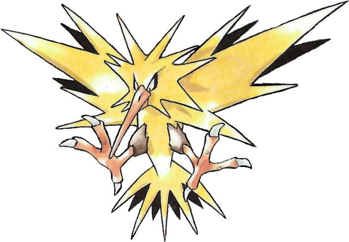 Zapdos Pokemon Red And Green Official Art - Zapdos Original Art (710x497)