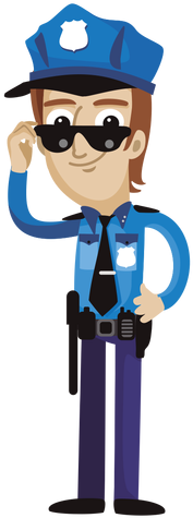 Male Police Officer Saluting Vector Cartoon Clipart - Transparent Background Police Clipart (512x512)