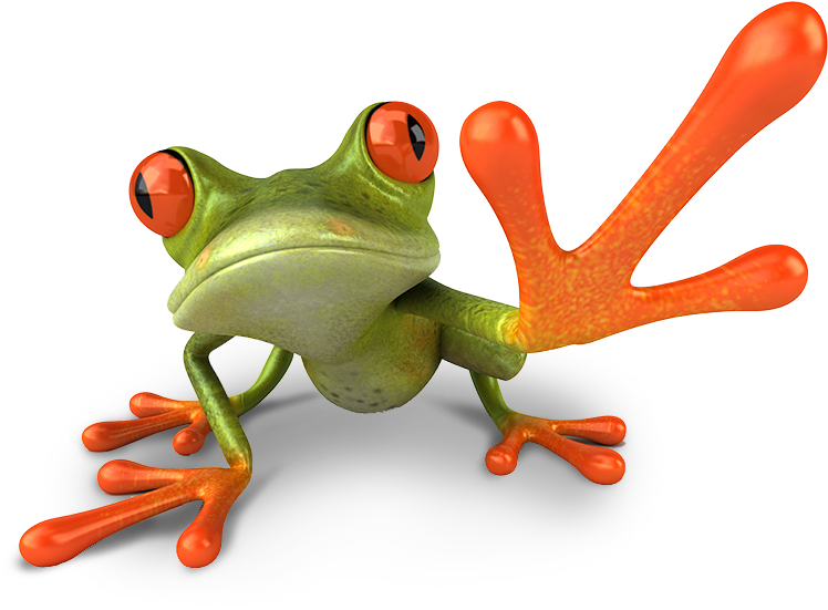 Frog Doing High Five - Green Frog Red Feet (767x575)