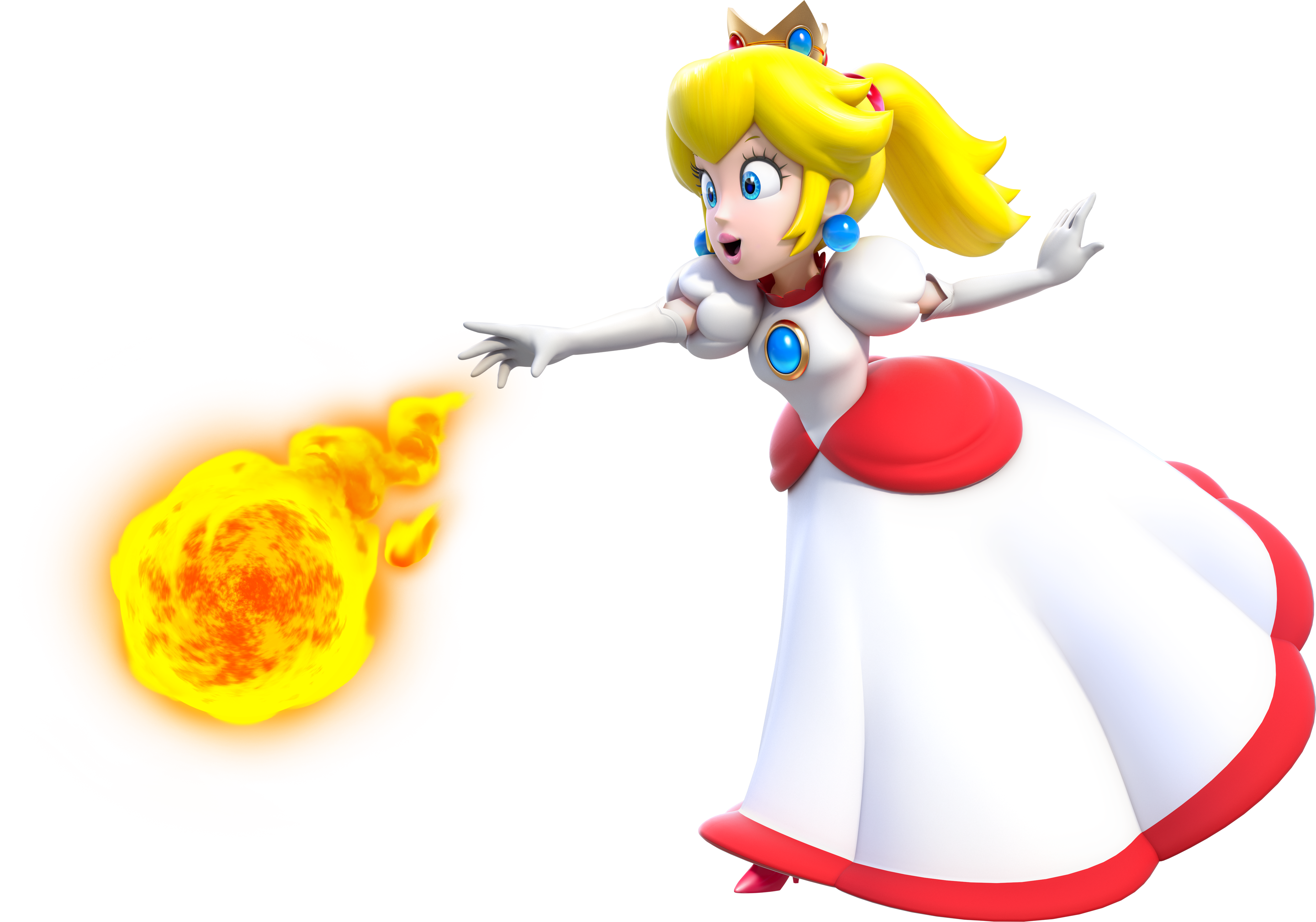 Fire Princess Peach Artwork - Fire Peach Super Mario 3d World (3699x2592)