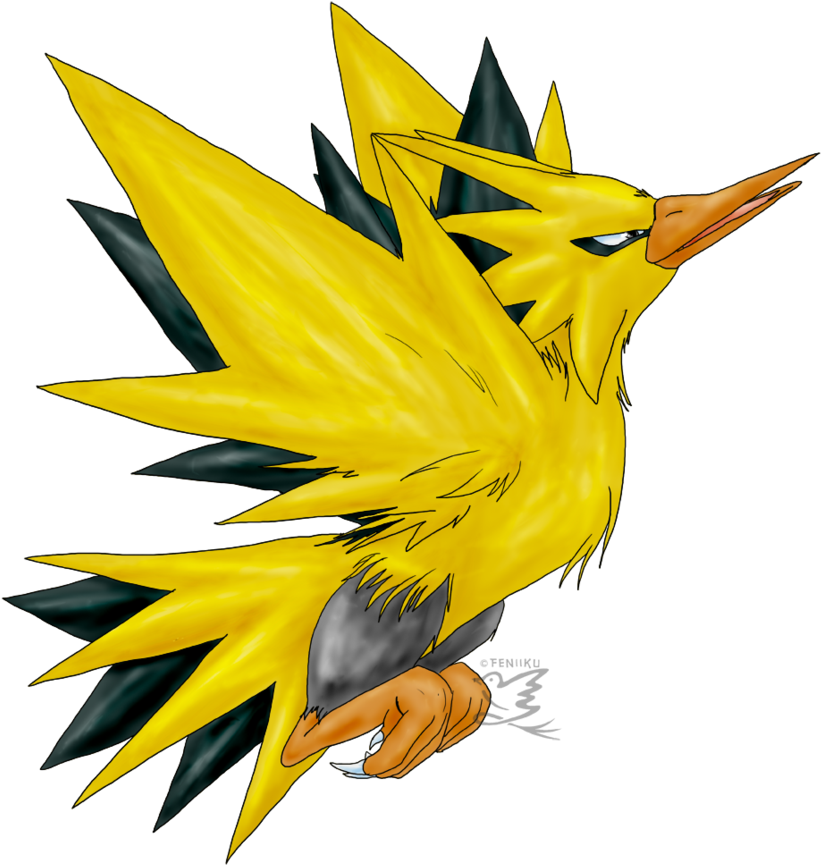 Zapdos By Feniiku - Zapdos Flying Png (894x894)