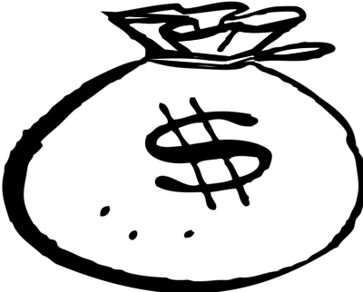 Books Coloring Thumbnail Size Open Money Bag Clip Art - Money Clipart Black And White (400x322)