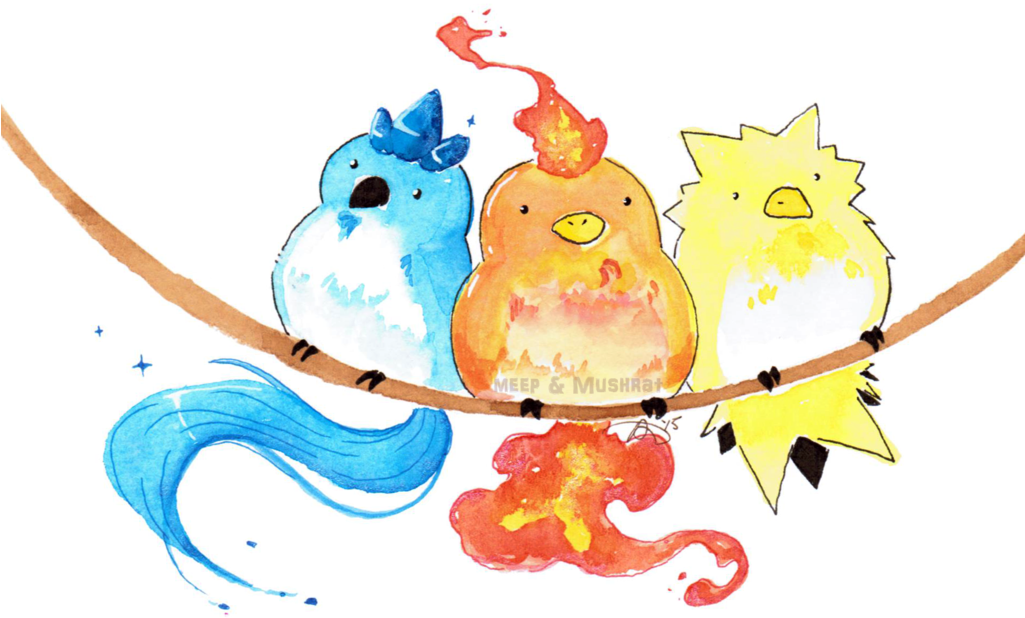 Articuno, Moltres, And Zapdos By L Y N S - Cute Pokemon Art (1024x733)