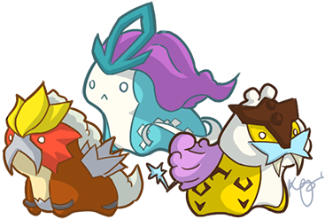 Legendary Pairs/trios And All Transparent Ofc - Legendary Pokemon Chibi Birds (450x323)
