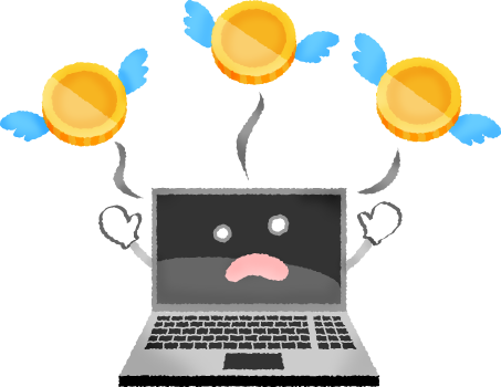 Flying Coins Out Of Laptop - Personal Computer (453x350)