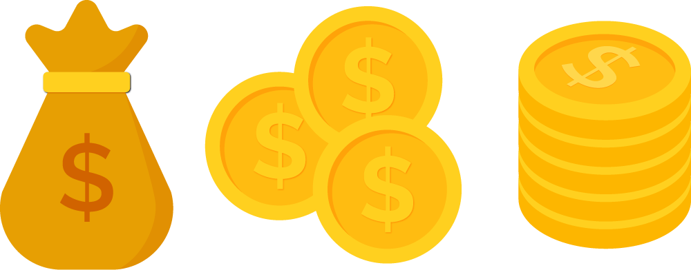Coins Clipart Dollar Png Image 02 - Dollar Coins Clipart (1000x392)