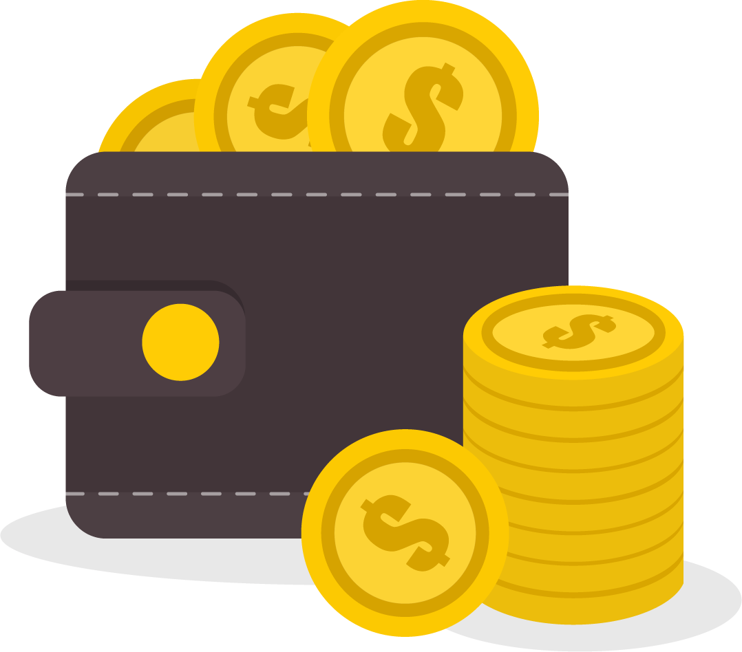 Coins Clipart Dollar Png Image 01 1 - Png Wallet Yellow (1078x948)
